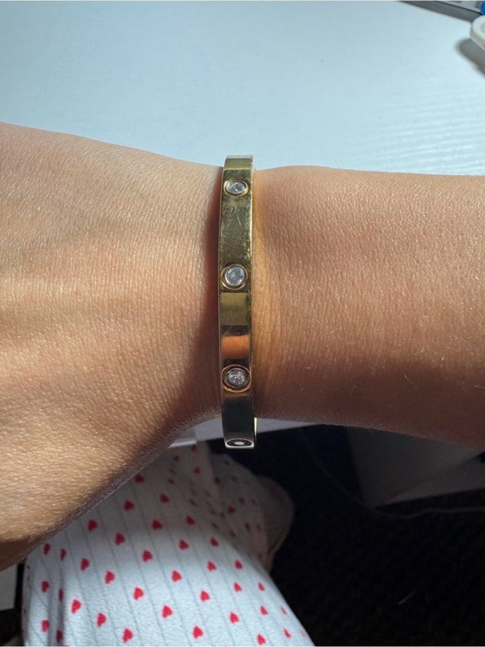 Gold Screw Motif Bangle Bracelet | Stackable Luxury Look